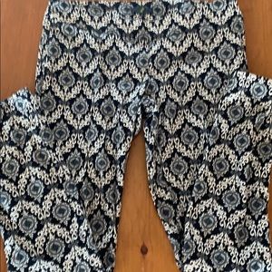 Black and white cotton pants with some stretch.